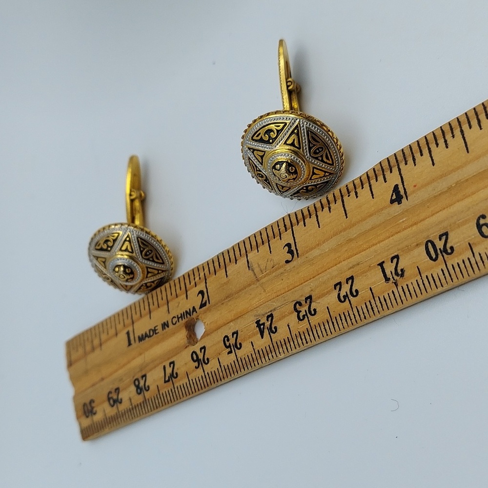 Vtg Damascene Intricate Gold and Silver Mens Cufflinks. - Picture 9 of 10